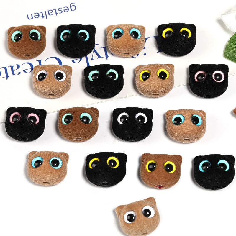 Wholesale 20pcs/pack autumn and winter plush big-eyed cat beads DIY accessories